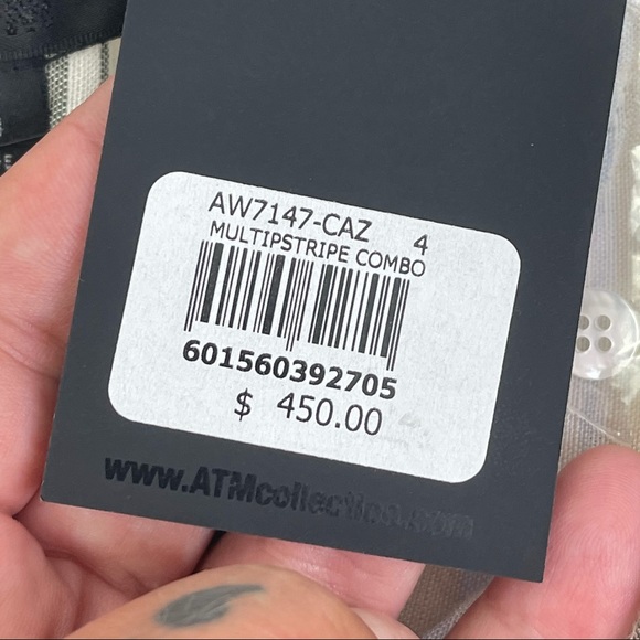 ATM Striped Long Sleeve Linen Skater Skirt Dress NWT Size 4 - Picture 10 of 11